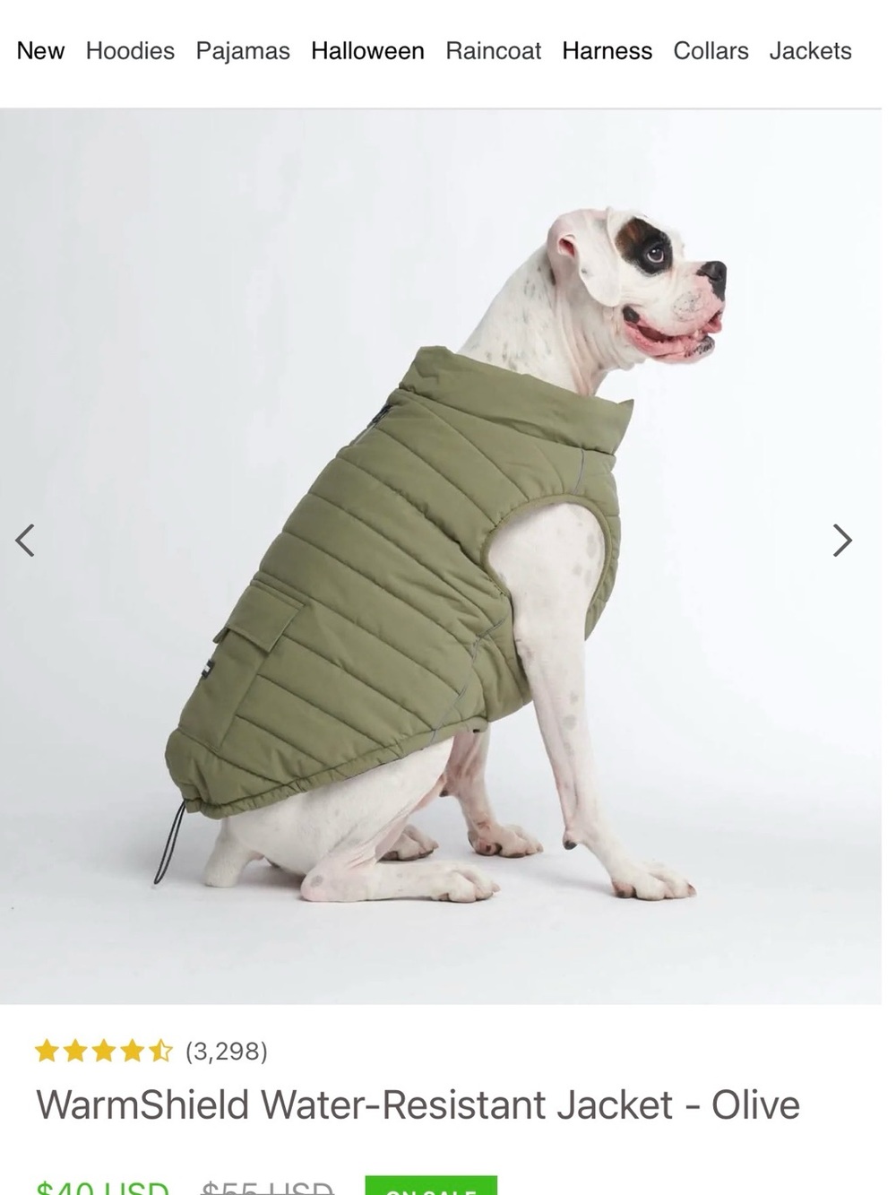 WarmShield Olive Puffer Dog Jacket - Water-Resistant